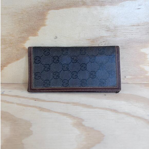 Gucci - GG Signature Monogram Leather Wallet Credit Card Holder - Women's -Brown - Picture 2 of 7